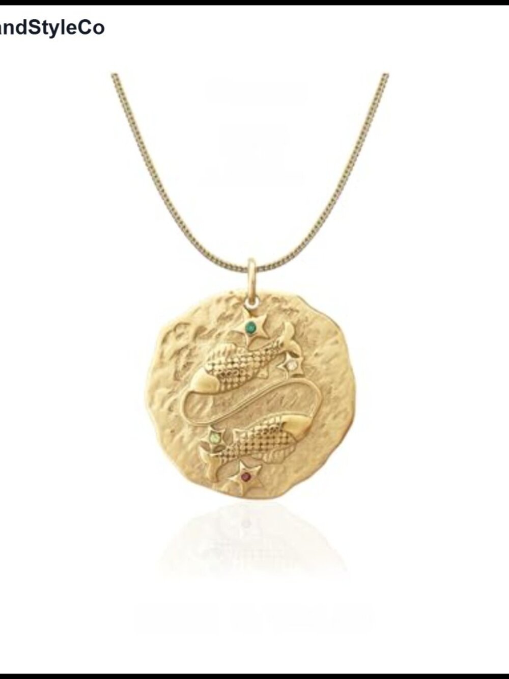 Women's Vintage Hammered Zodiac Constellation Pendant Necklace 18K Gold Plated